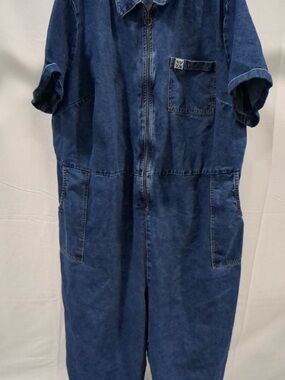 Lucy & Yak Dark Blue Denim Zip-Front Boilersuit US 26 EUC